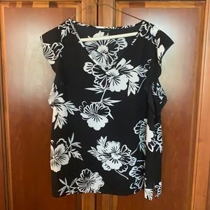 Talbots black and white blouse